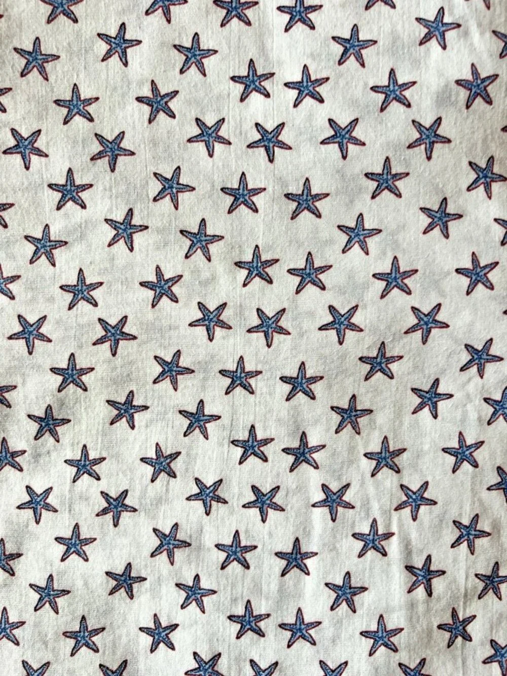 Tommy Hilfiger Twin Flat Sheet Starfish 60% Cotton Red White Blue Nautical Fish